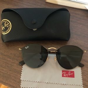 Ray Ban Blaze round black gold wayfarer sunglasses
